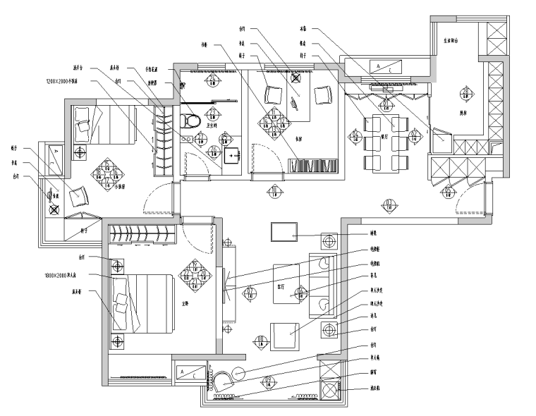 美式风格室内施工图资料下载-简约美式风格97㎡私人住宅装修施工图设计