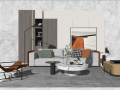 现代时尚沙发茶几组合室内SU模型
