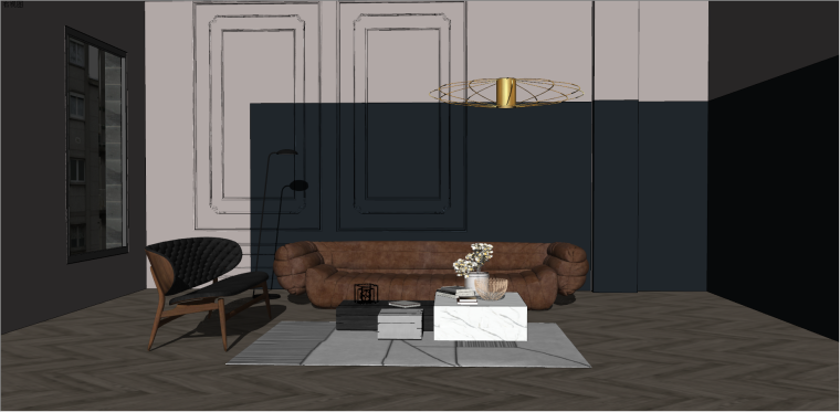 su沙发模型现代资料下载-现代轻奢意大利沙发单人沙发室内SU模型