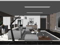 现代极简别墅大平层客厅沙发室内SU模型