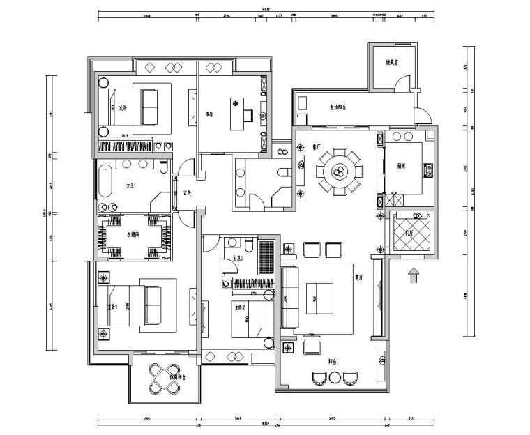 现代简约风格-四室两厅住宅装修施工图+效果_4