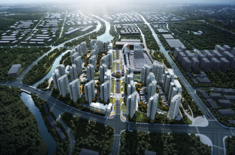 邻里中心商业建筑设计方案资料下载-滨水住宅商业中心+邻里社区建筑方案2020
