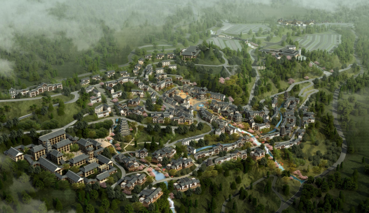 风情小镇施工组织资料下载-[湖北]现代土家风情温泉小镇规划设计