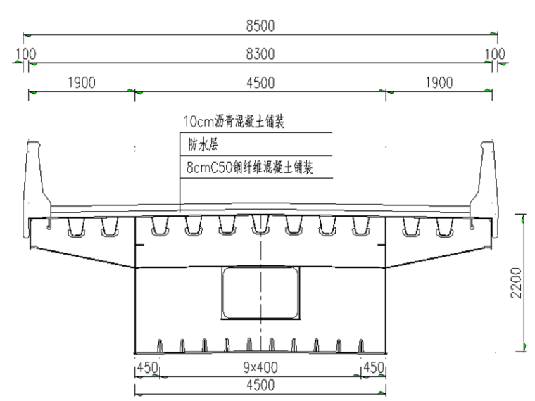60m简支钢箱梁桥计算书资料下载-（1-55）m钢箱梁（B=8.5m）计算书