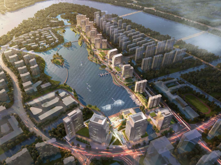 高层小区设计初步设计资料下载-滨水国际都市高层住宅景观概念规划方案设计