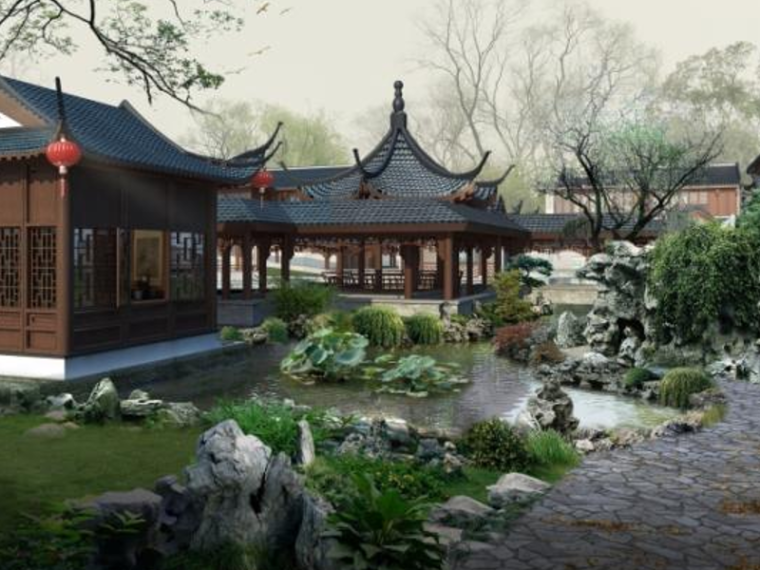 展示区景观全套施工图资料下载-中式古典园林主题庭院景观设计文本+施工图
