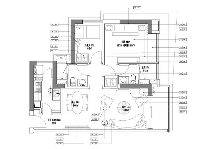 室内设计图纸交底流程资料下载-新中式二室两厅室内设计施工图CAD+效果图
