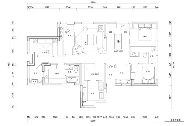 三室两厅cad效果图资料下载-[武汉]三室两厅室内设计施工图CAD+效果图