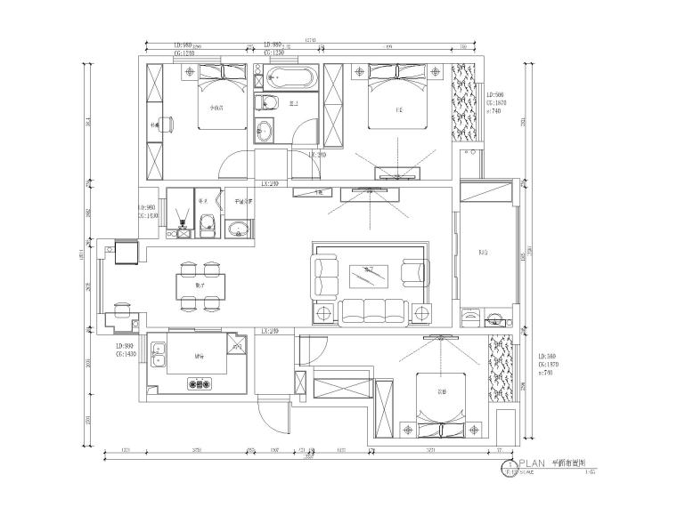 三室两厅cad效果图资料下载-[常州]现代三室两厅室内施工图CAD+效果图