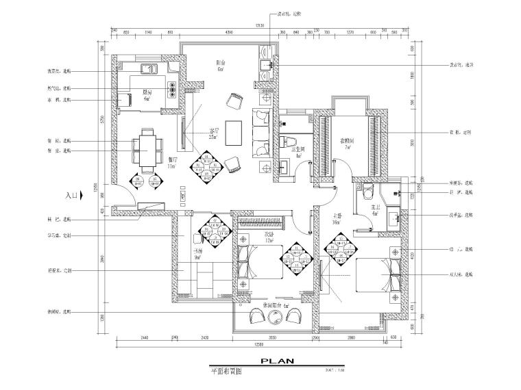 80平室内施工图加效果图资料下载-[苏州]现代三室两卫室内施工图CAD+效果图