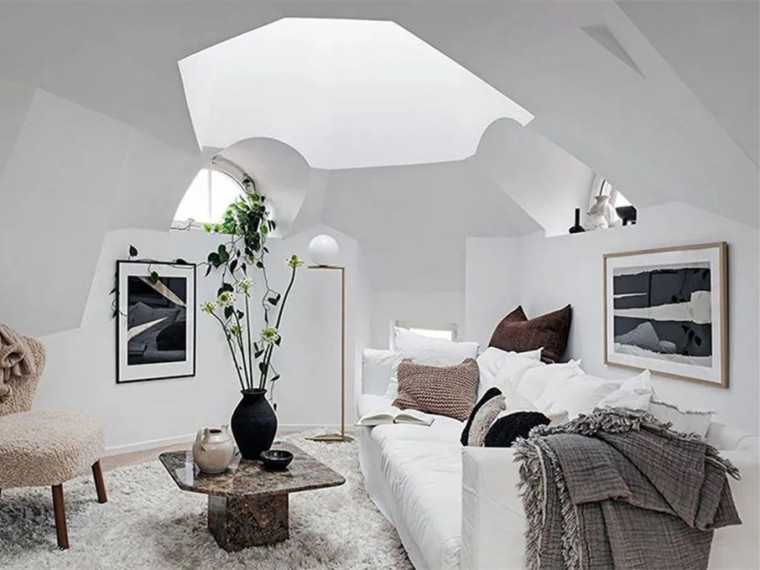 瑞典舒适白色阁楼公寓