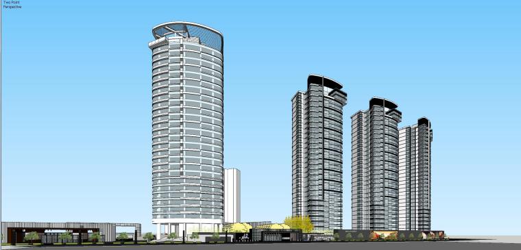 高层住宅设计su资料下载-上海滨水豪宅+高层住宅建筑SU模型设计