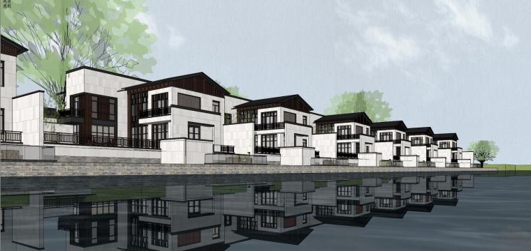 中式别墅规划设计资料下载-上海中式别墅区规划建筑SU模型设计
