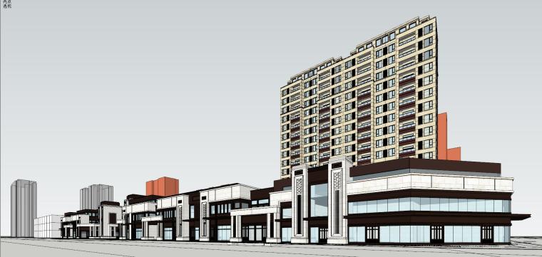 高层建筑设计方案案例资料下载-新古典风格别墅+高层建筑SU模型设计