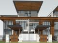 新亚洲风格联排+双拼别墅建筑SU模型设计