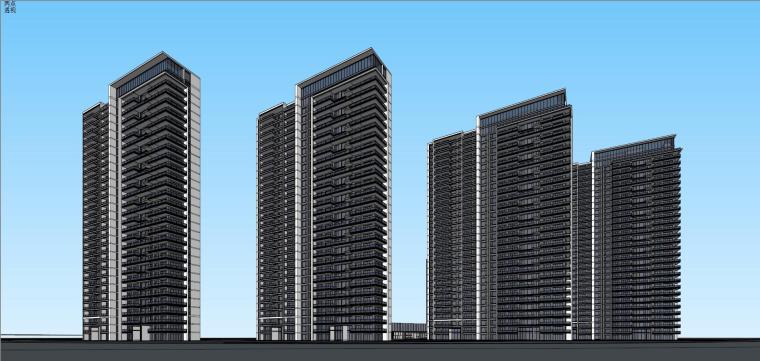 现代风办公su模型资料下载-现代风小高层+洋房建筑SU模型设计