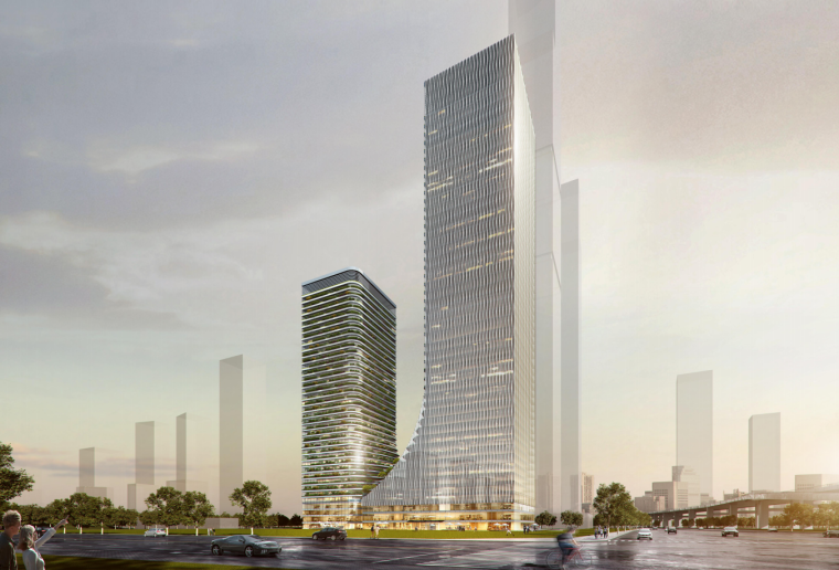 120米超高层办公资料下载-[陕西]纯办公超高层中央商务区建筑方案2020