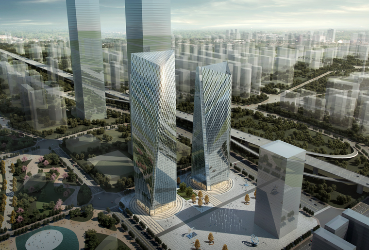 超高层办公综合体建筑资料下载-陕西CBD超高层办公综合体建筑中标方案2020