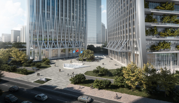 双塔纯办公超高层曲江中央商务区建筑方案