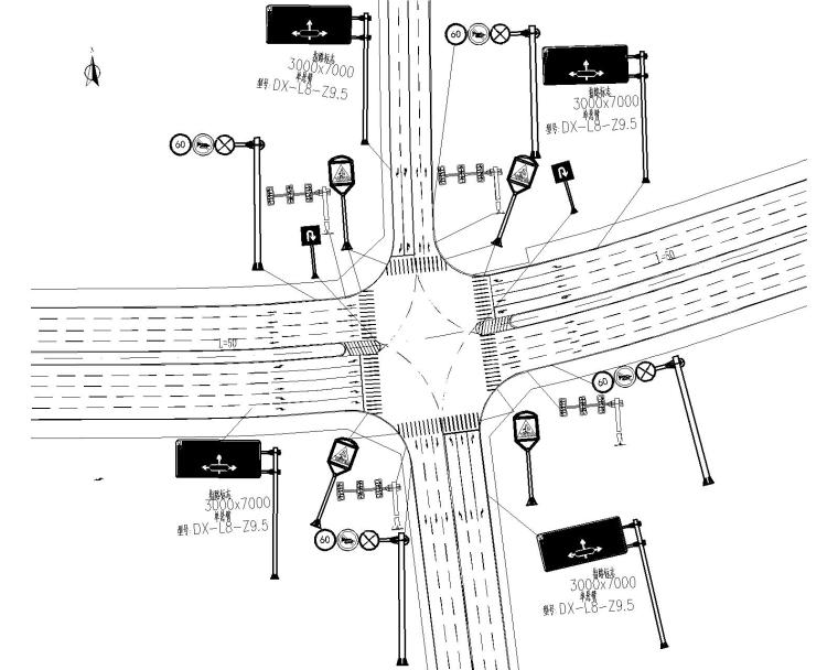 交通标志标线设计要求资料下载-生态科技园道路工程交通标志标线施工图