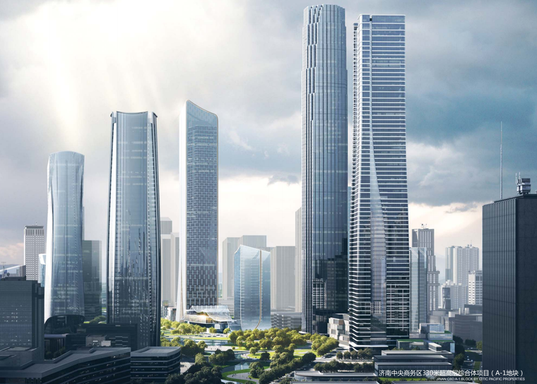 小型综合体建筑群资料下载-山东省会CBD超高层综合体建筑群330米建筑设