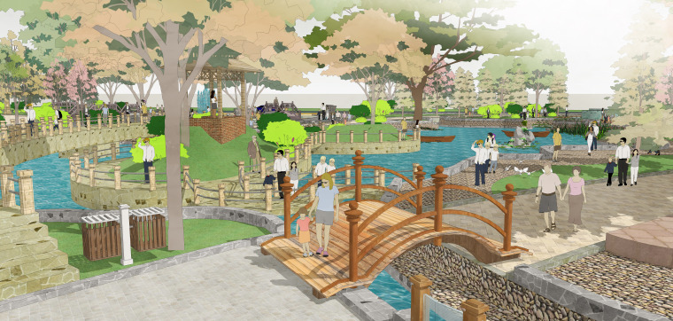 滨水公园设计定位资料下载-特大滨水公园景观SU模型