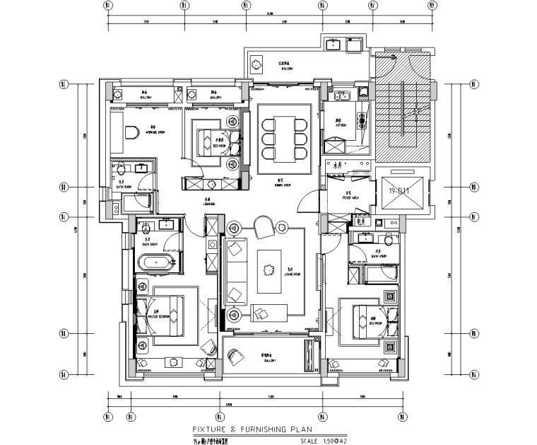 精装施工平面布置图资料下载-[广东]现代四房二厅样板房精装施工图+摄影