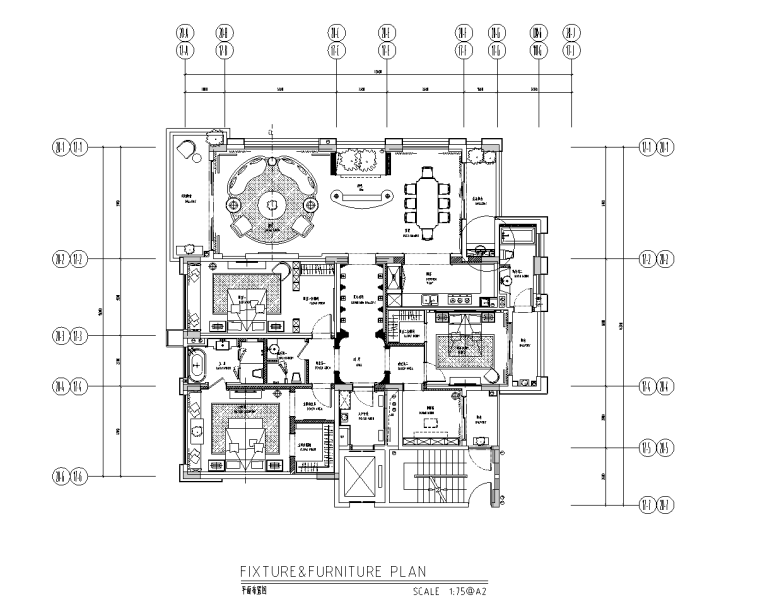 200平米大平层施工图纸资料下载-[广东]欧式四居室大平层样板房精装施工图