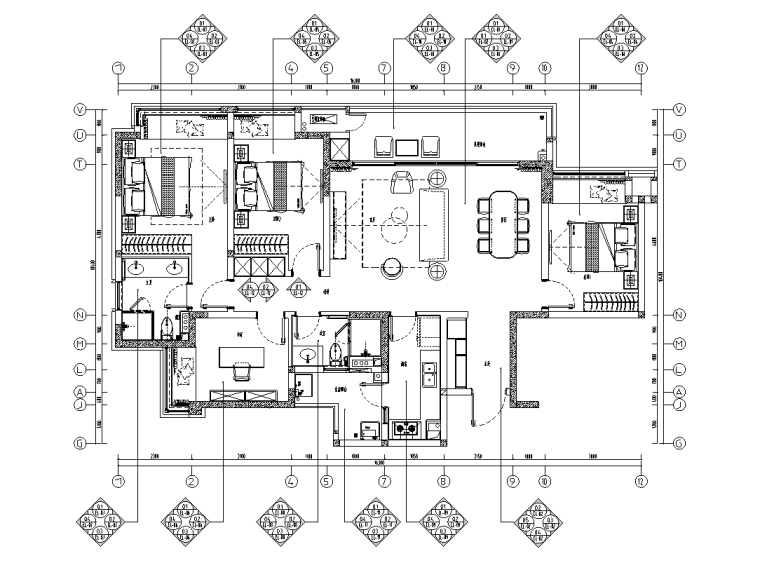 精装施工平面布置图资料下载-[重庆]131㎡3层-20层住宅精装施工图2020