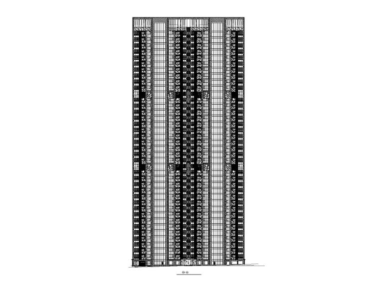 前台cad立面施工图资料下载-[贵州]超高层住宅立面施工图CAD2020