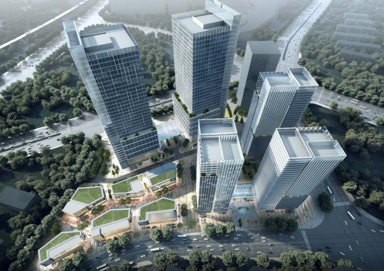 产业园城市综合体资料下载-150米产业园超高层办公商业综合体建筑方案