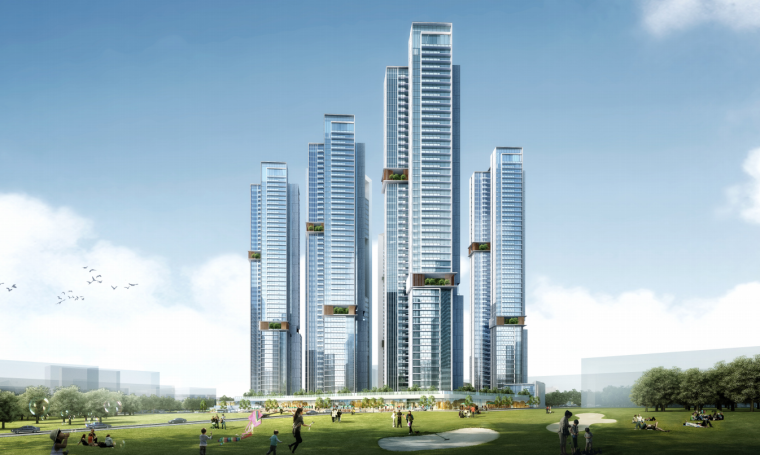 180米超高层住宅资料下载-广东180米顶豪超高层住宅商业办公建筑方案