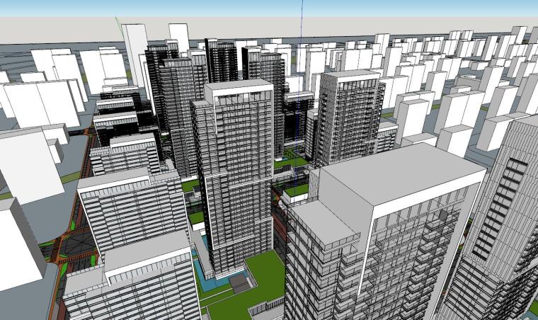 现代简约高层住宅区资料下载-[山东]现代风高层住宅区规划建筑SU模型