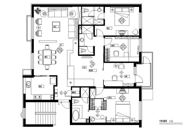 西山林语三居效果图资料下载-现代中式风格三居居室施工图附效果图