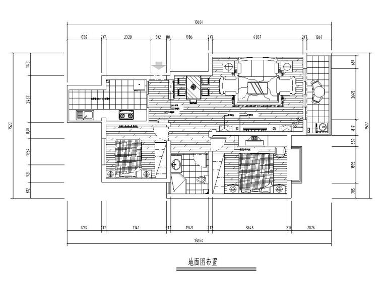 现代极简风格高层资料下载-现代风格极简二居室装修施工图设计