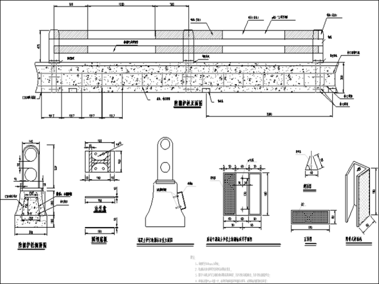 隔离墩场外预制施工方案资料下载-桥梁中分带水泥隔离墩施工图CAD