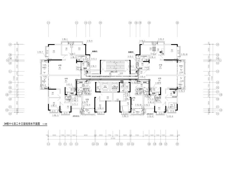 塔楼给排水建筑图资料下载-[贵州]安置房3#塔楼给排水施工图2019