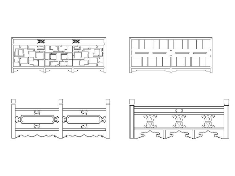 公路围栏护栏网资料下载-多种仿古建筑围栏护栏CAD立面图