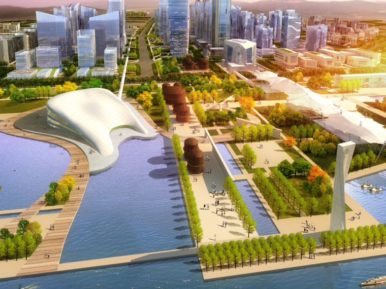 上海中央商务区设计资料下载-[广东]滨海中央商务区域城市规划设计方案