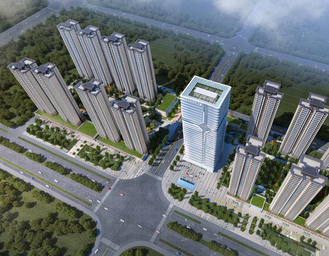 [广西]现代中央大花园-高办公楼建筑方案