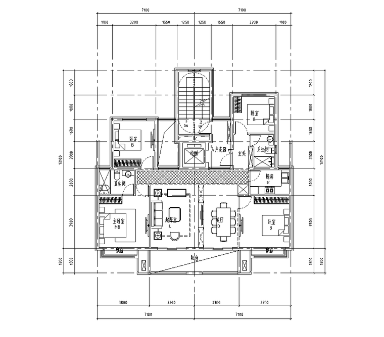 四五层叠拼别墅-偏厅户型设计2021