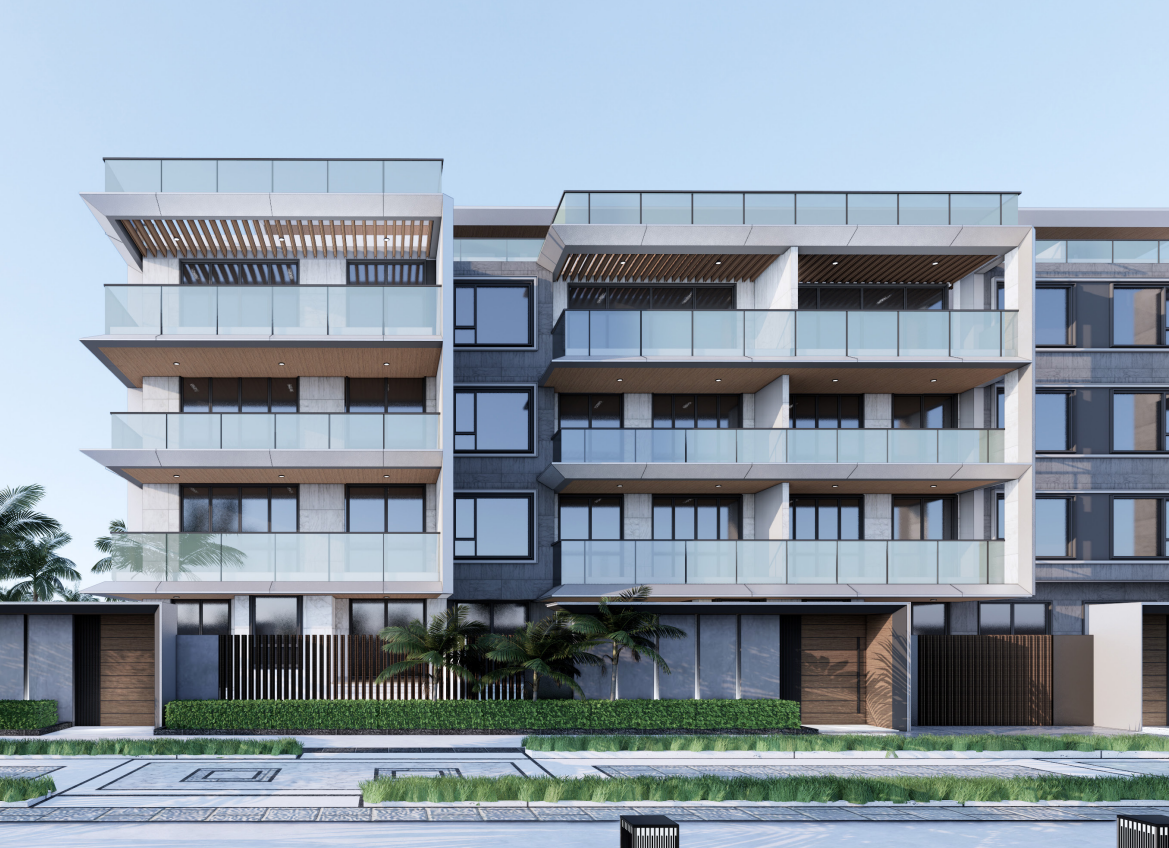 海南滨江住宅现代叠拼+洋房+高层立面设计