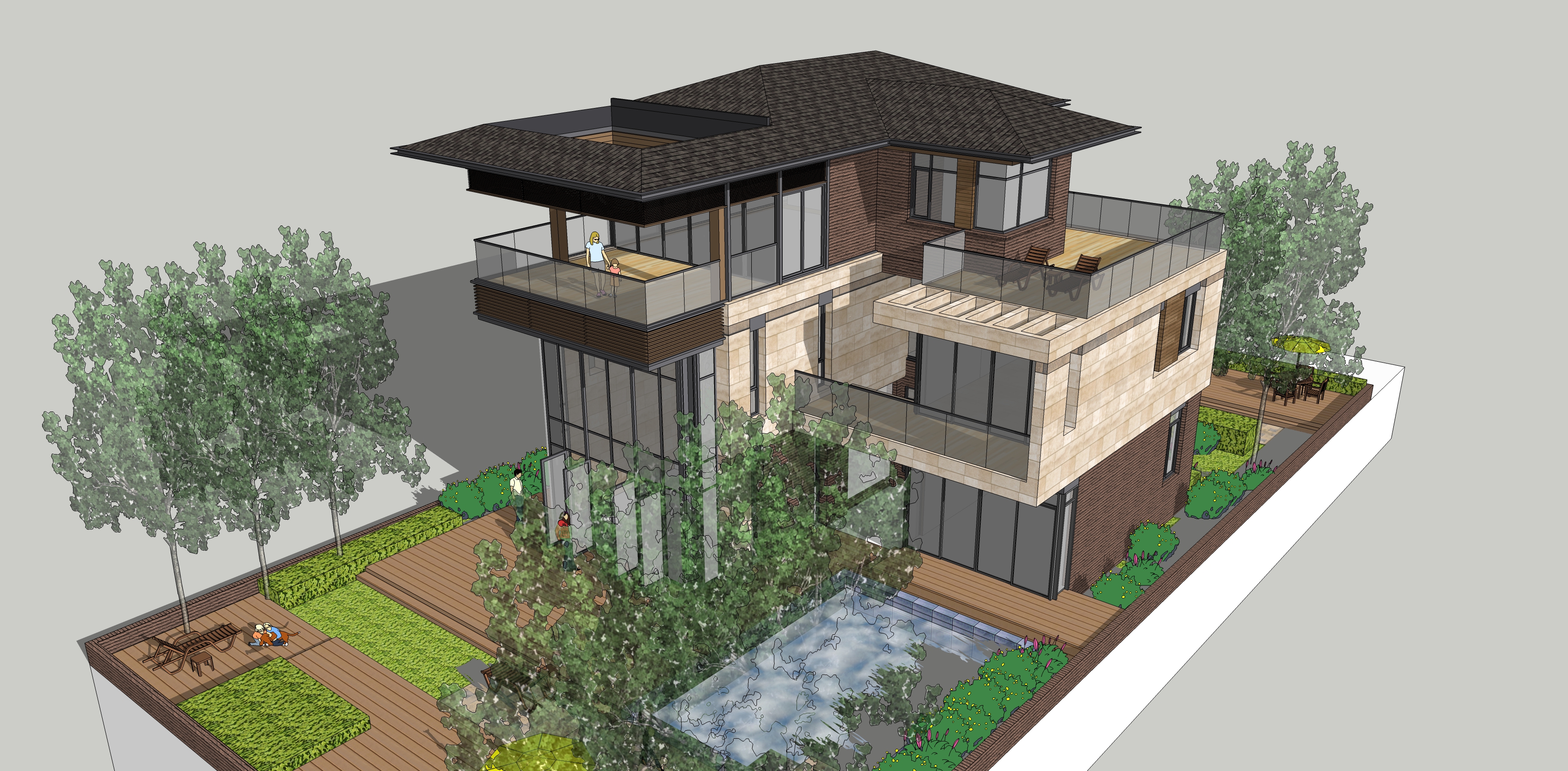 [广东]广东阳江市某民宿别墅SU+CAD+效果图
