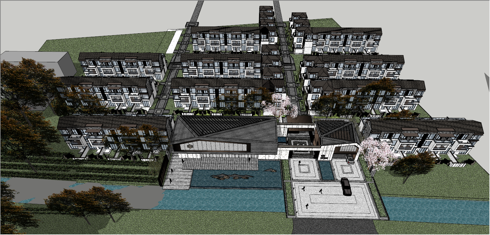 某高级居住区别墅建筑综合设计SU模型