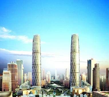 市政府会议厅资料下载-广州西塔最终选定8号432米方案 预计2005年底将开工