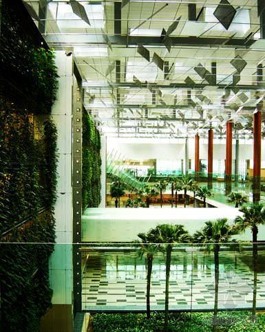 室内壁挂模型资料下载-新加坡樟宜机场修建“绿色挂毯”室内花园