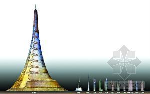 圆锥形风帽资料下载-华裔建筑师欲建终极塔楼 500层3200米高(图)