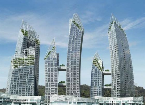 建筑设计指导丛资料下载-里伯斯金在新加坡的“弯曲住宅楼丛”大受欢迎