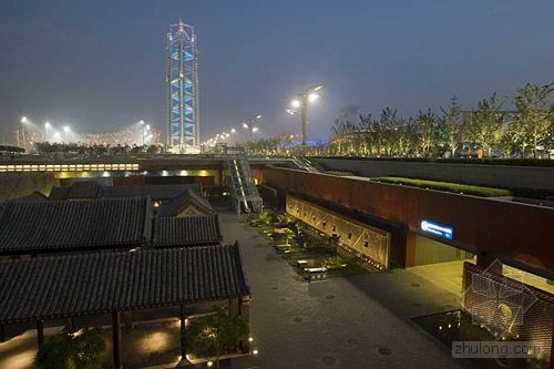 奥林匹克中心周边设计资料下载-奥运支线奥林匹克公园站 夜色下的出入口