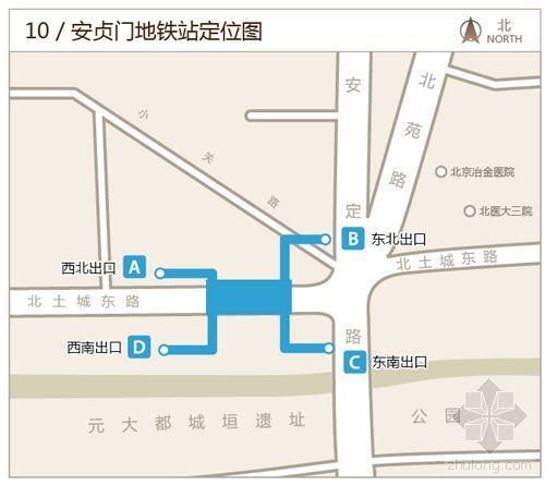 中央研究院旧址资料下载-地铁10号线安贞门站 因元大都安贞门旧址而得名